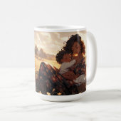 Anime moeder in een ochtend weide koffiemok (Voorkant rechts)