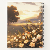 Anime moeder in een ochtend weide notitieboek (Achterkant)