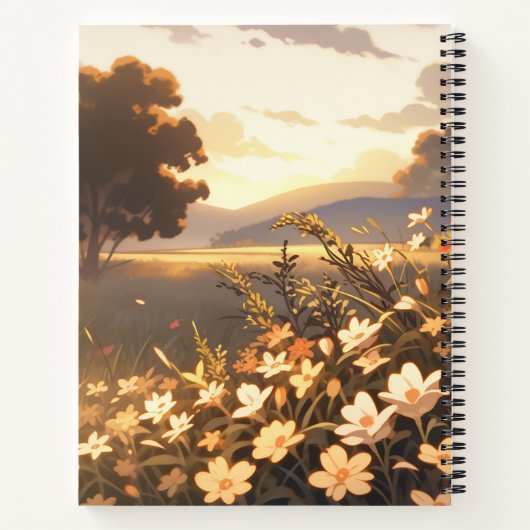 Anime moeder in een ochtend weide notitieboek (Achterkant)