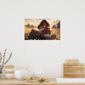 Anime moeder in een ochtend weide poster (Keuken)