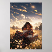 Anime moeder in een ochtendweide - Ultra hoog Poster (Voorkant)