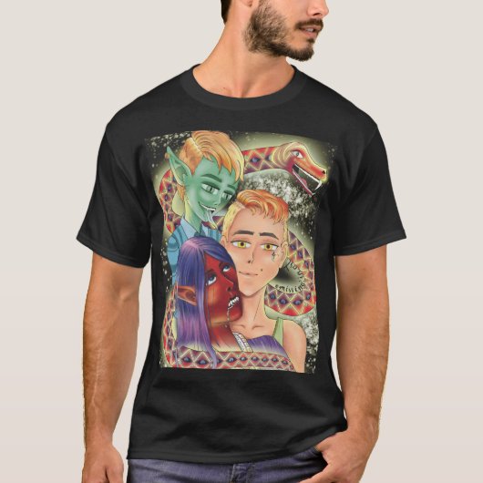 Anime Mystical Boy's BL Black mannen shirt (Voorkant)
