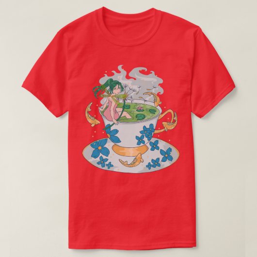 Anime Natuur Fairy Tea-Lover Cute Kawaii Fish Fant T-shirt (Design voorkant)