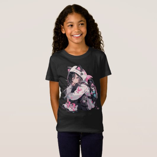 Anime Neko Bestfriend T-shirt (Voorkant volledig)