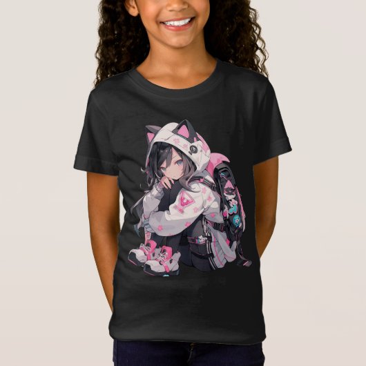 Anime Neko Bestfriend T-shirt (Voorkant)