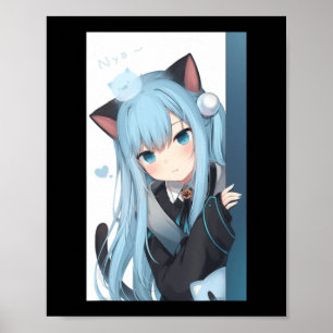 Anime Neko Cat Girl Pastel Kawaii Japans Waifu O Poster