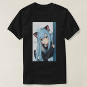 Anime Neko Cat Girl Pastel Kawaii Japans Waifu O T-shirt (Design voorkant)