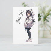 Anime Neko Kawaii meisje karakter Bedankkaart (Staand voorkant)