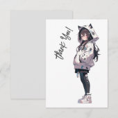 Anime Neko Kawaii meisje karakter Bedankkaart (Voorkant / Achterkant)
