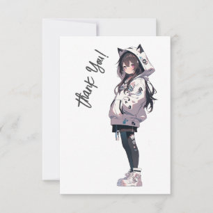 Anime Neko Kawaii meisje karakter Bedankkaart