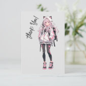 Anime Neko Kawaii meisje karakter Bedankkaart (Staand voorkant)