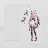 Anime Neko Kawaii meisje karakter Bedankkaart (Voorkant / Achterkant)