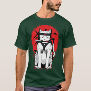 Anime Ninja Cat Samurai Japans Kawaii esthethetisc T-shirt