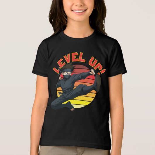 Anime Ninja On Retro Sunset Template Tri-Blend Shirt (Voorkant)