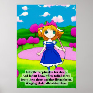 Anime nursery rhyme, kleine boepjes, helder plezie poster
