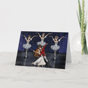 Anime Nutcracker Snowflakes Wenskaart Feestdagen Kaart