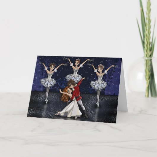 Anime Nutcracker Snowflakes Wenskaart Feestdagen Kaart (Voorkant)