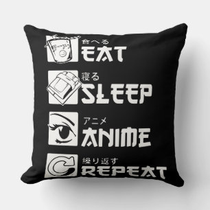 Anime Obsessie: Eten, Slapen, Anime, Herhalen Kussen