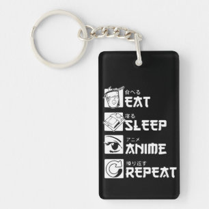 Anime Obsessie: Eten, Slapen, Anime, Herhalen Sleutelhanger