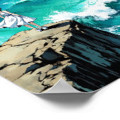 Anime Ocean Cliff Breeze Wall Art Poster (Hoek)