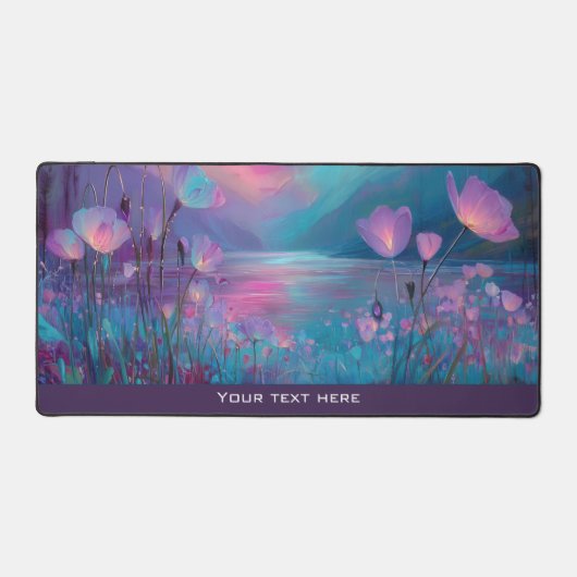 Anime Ocean Kawaii Fantasy Night Sky Floral Glow Bureaumat (Voorkant)