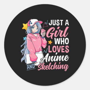 Anime Otaku Gift is gewoon een meisje dat van Anim Ronde Sticker