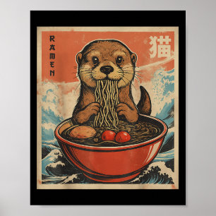 Anime Otter Ramen Japanese Funny Kawaii Gift Manne Poster