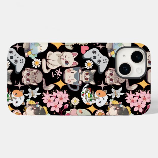 Anime Overload Leuk Patroon Zwart BG Case-Mate iPhone Case (Achterkant (horizontaal))