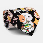 Anime Overload Leuk Patroon Zwart BG Stropdas (Opgerold)