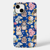 Anime Overload Schattig Patroon Blauw BG Case-Mate iPhone Case (Achterkant)