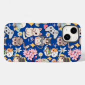 Anime Overload Schattig Patroon Blauw BG Case-Mate iPhone Case (Achterkant (horizontaal))