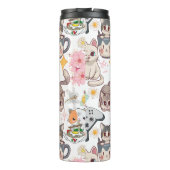 Anime Overload Schattig Patroon D Grijs BG Thermosbeker (Achterkant)