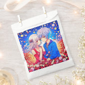 Anime Paar Liefde Bloemen en Harten Bedankzakje (Geknipt)