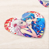 Anime Paar Unieke Bruiloft Kartonnen Onderzetters (Gekanteld)