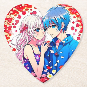 Anime Paar Unieke Bruiloft Kartonnen Onderzetters
