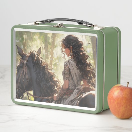 Anime paardrijden in de bossen (In situ)