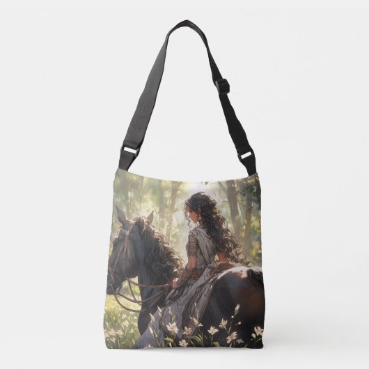 Anime paardrijden in de bossen crossbody tas (Voorkant)