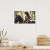 Anime paardrijden in de bossen poster (Keuken)