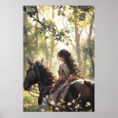 Anime paardrijden in de bossen - Ultra hoog Poster (Voorkant)