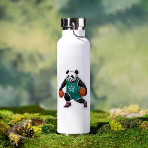 Anime Panda Basketbal Dribbel Schattigee Sport Sti Waterfles