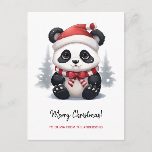 Anime Panda Beer Santa Vrolijk Kerstfeest Feestdagenkaart (Voorkant)