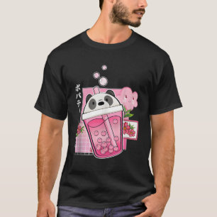 Anime Panda Bubble Milk Tea Boba Beer Kawaii Aesth T-shirt