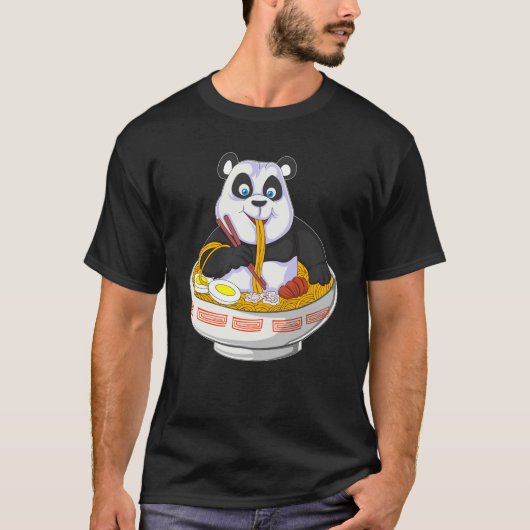 anime panda die ramen eet t-shirt (Voorkant)