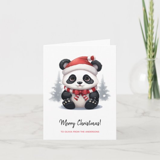 Anime Panda Santa Vrolijk Kerstfeest Kaart (Voorkant)