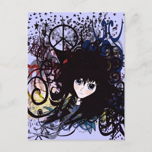 Anime Peace Grunge Briefkaart (Voorkant)