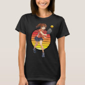Anime Pickleball Girl On Retro Sunset Template T-shirt (Voorkant)
