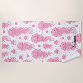 Anime Pink Jellyfish gepersonaliseerd Strandlaken (Voorkant)