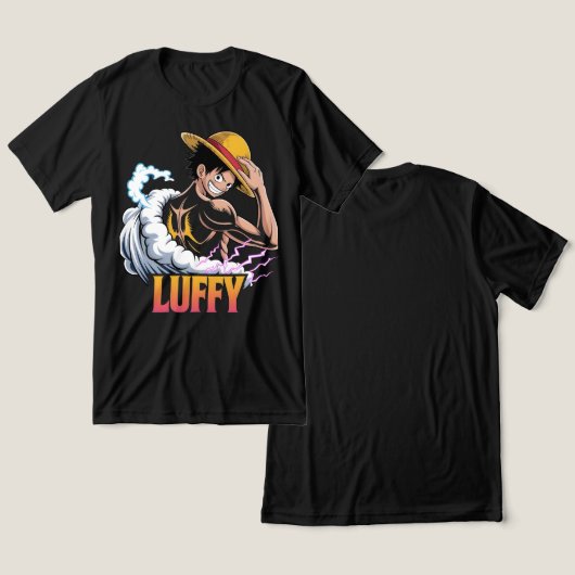 Anime Pirate Warrior Sticker – Straw Hat Hero Powe Tri-Blend Shirt (Ontwerp Voorkant & Achterkant)