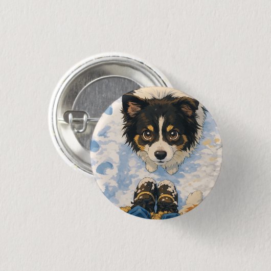 Anime Playful Dog Round Button (Voorkant /achterkant)