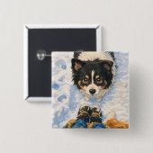 Anime Playful Dog Square Button (Voorkant /achterkant)